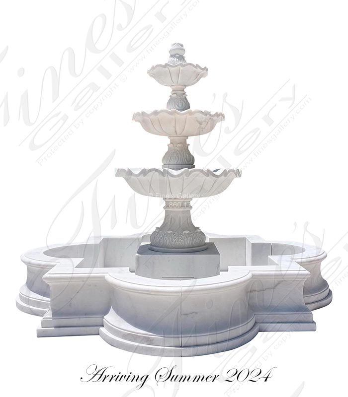 Three Tiered Lotus Shaped Fountain w/Accanthus carvings