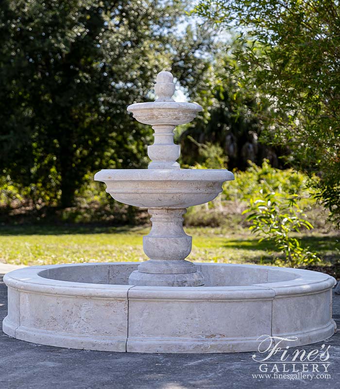 Classic Contemporary Tiered Fountain in Light Travertine