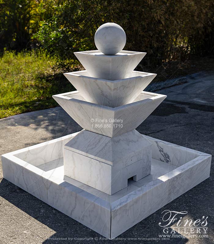 A Contemporary Fountain in Statuary White Marble