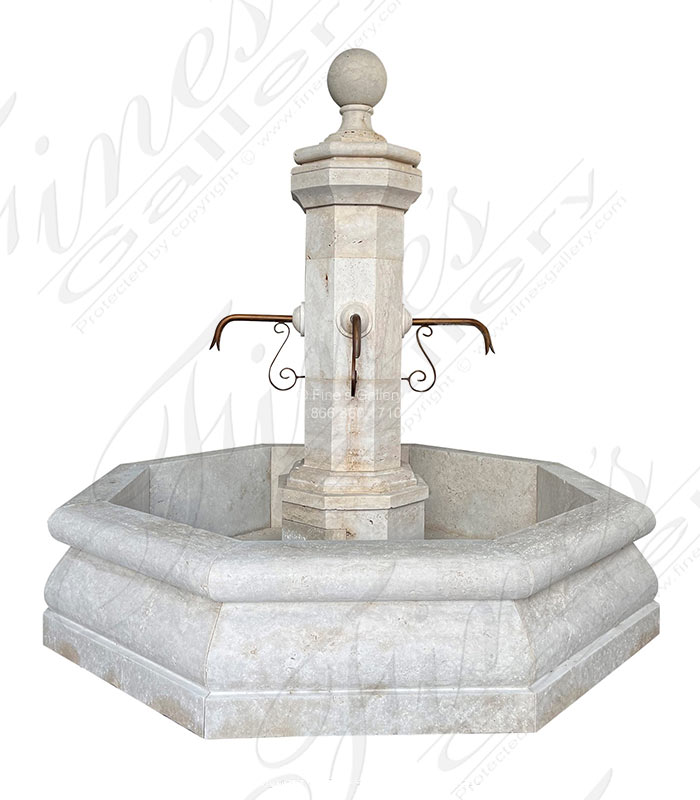 Countryside Fountain in Italian Roman Travertine