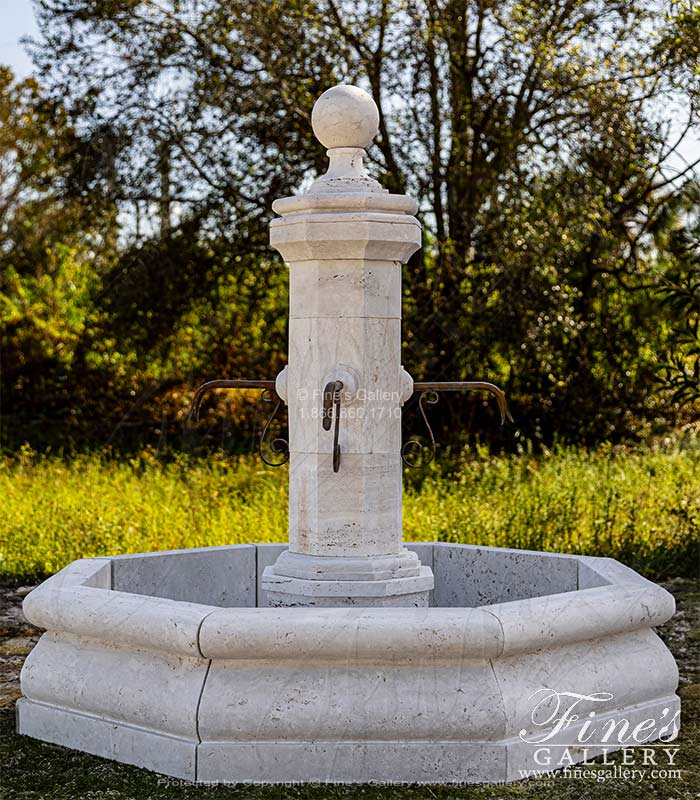 Old World Style Countryside Fountain in Italian Roman Travertine