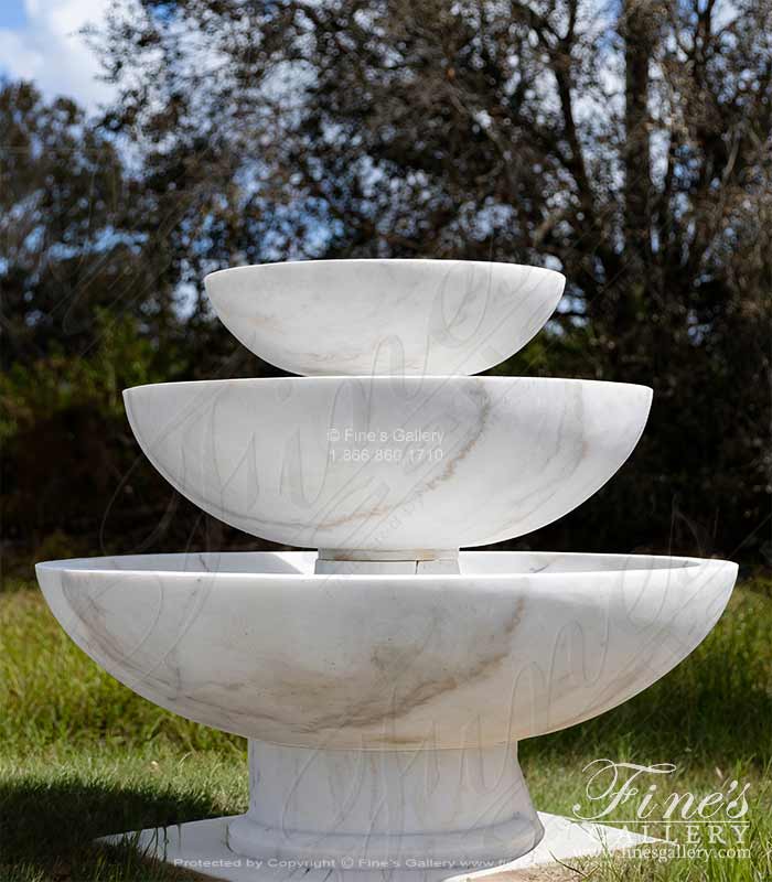 Contemporary Style Three Tiered Fountain in Statuary White Marble