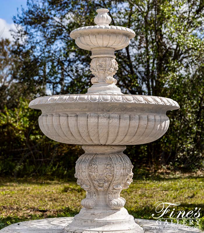 Floral Garlands Fountain in Italian Roman Travertine 