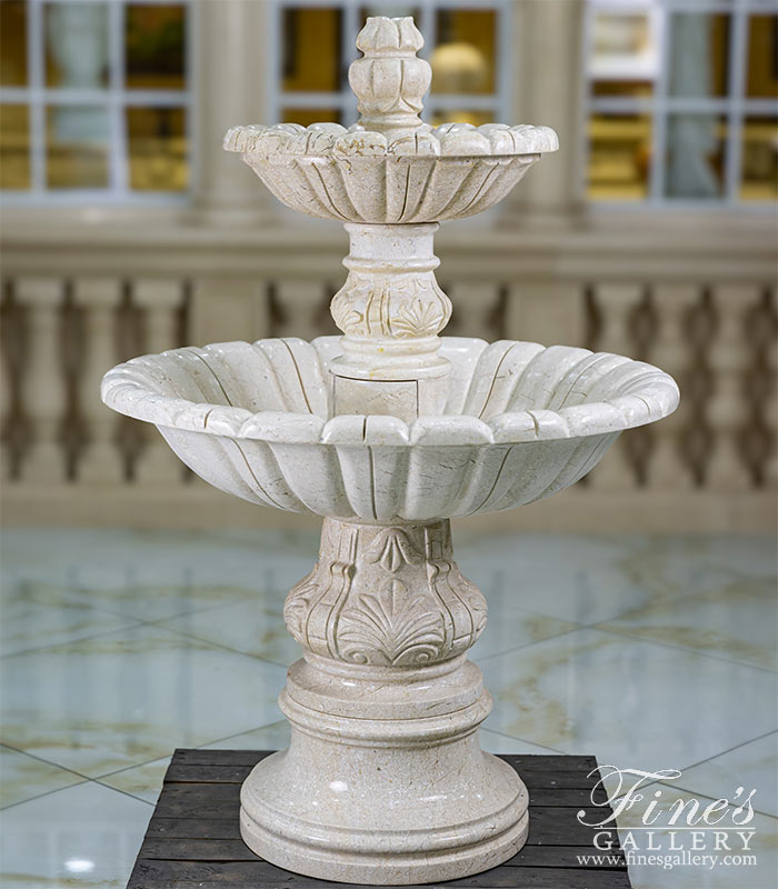 Two Tiered Fountain in Classic Cream Marble