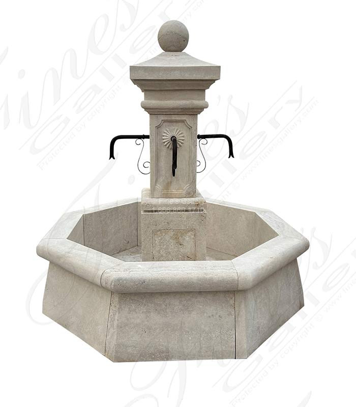 Old World Fountain in Italian Roman Travertine