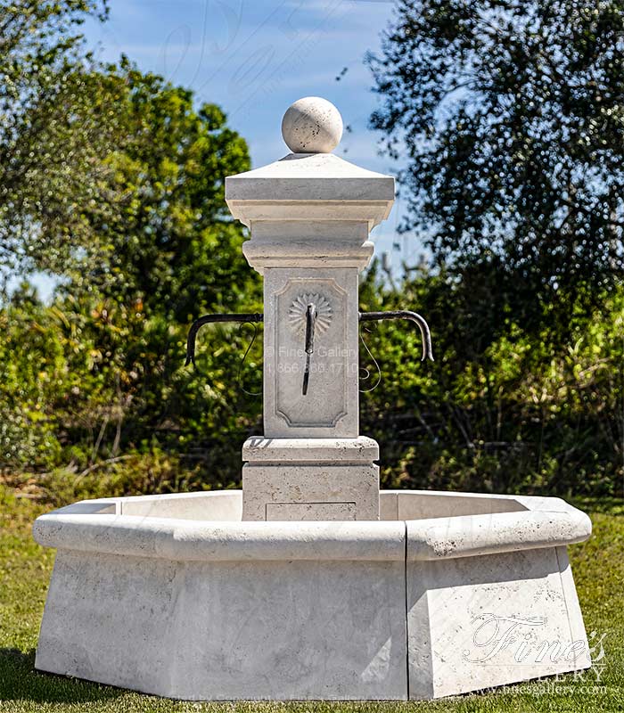 Old World Fountain in Italian Roman Travertine