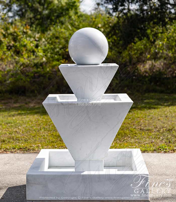 Classic Contemporary Fountain in White Marble