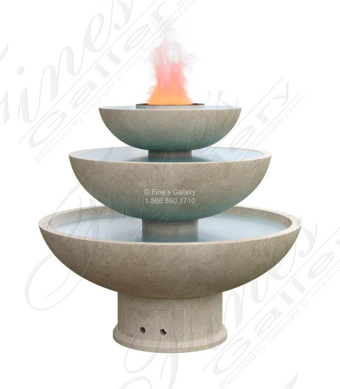 Water and Fire Feature in Classic Light Travertine