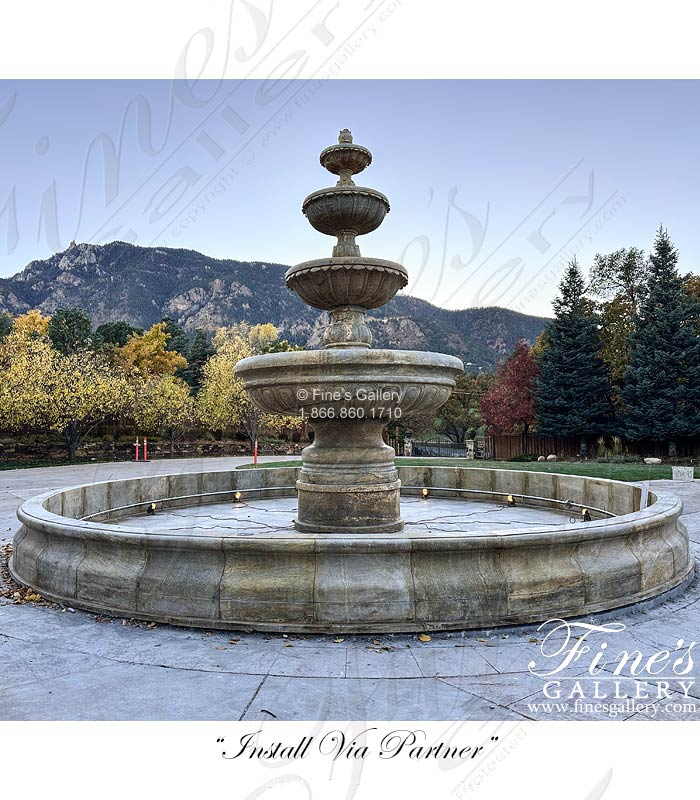 Oversized Tiered Fountain in Solid Granite