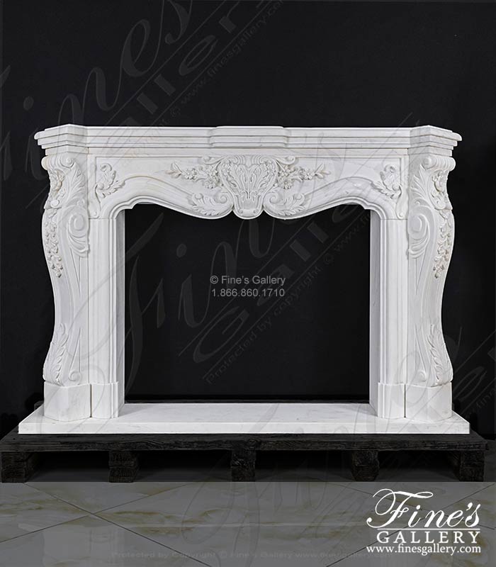 Ornate Floral Fireplace In Statuary White Marble