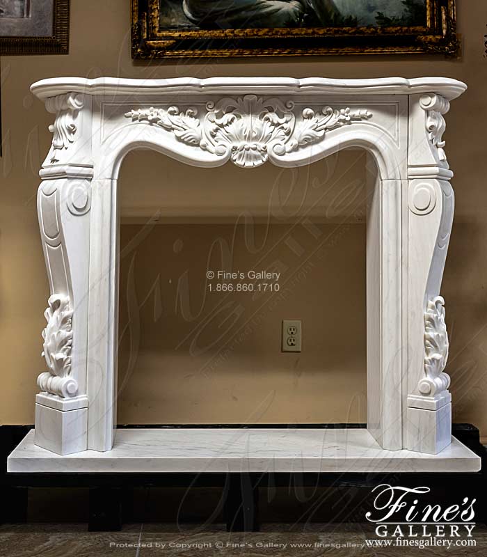 French Style White Marble Fireplace Mantel