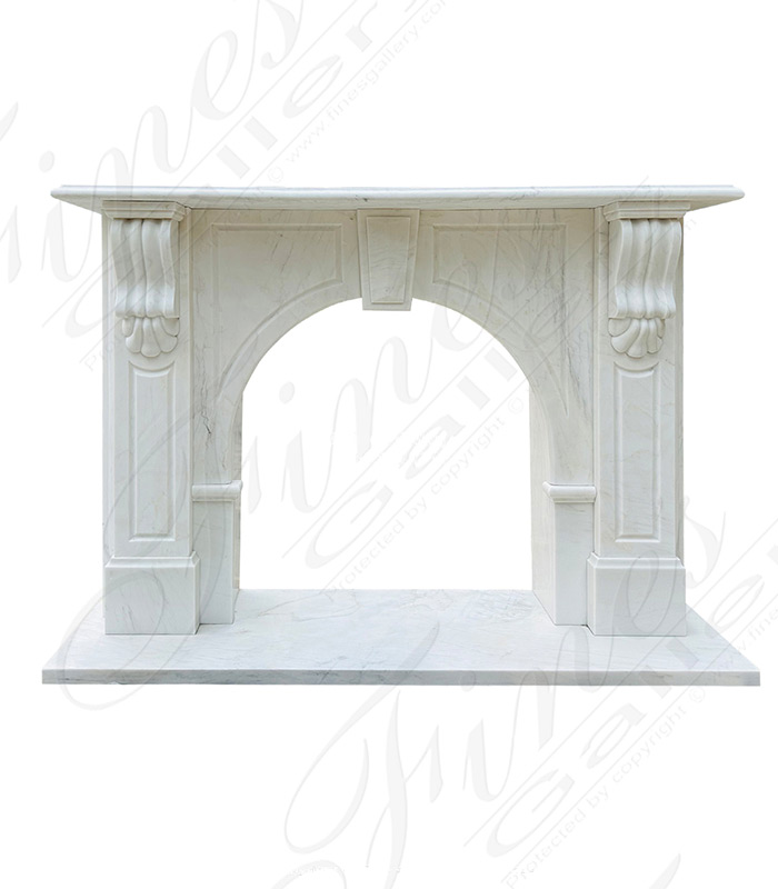 Arched Fireplace in Statuary White Marble