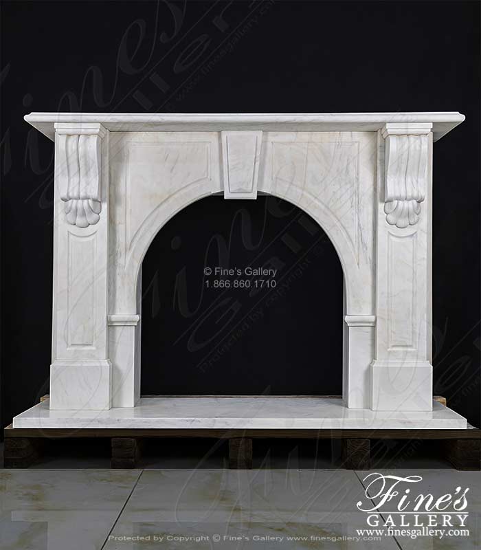 Arched Fireplace in Statuary White Marble