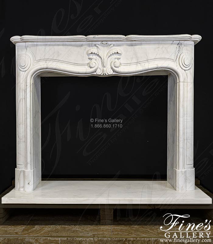 Pristine White French Style Marble Fireplace Mantel