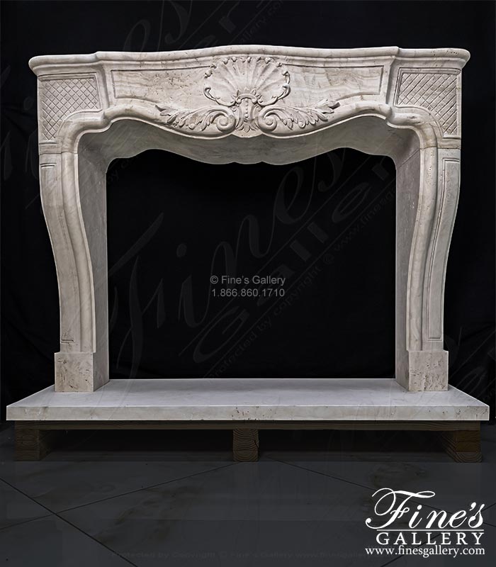 Antique Style Marble Fireplace Mantel in Italian Roman Travertine