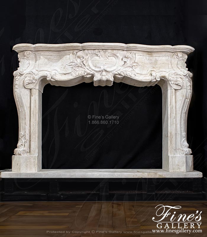 Oversized French Style Mantel in Italian Roman Travertine 