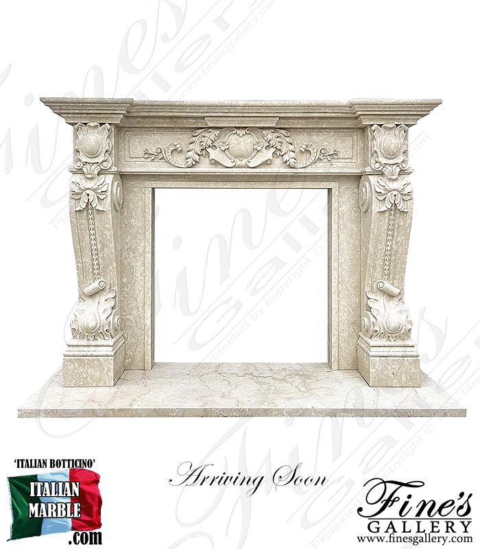 Luxurious Italian Style Mantel in Botticino Fiorito Marble