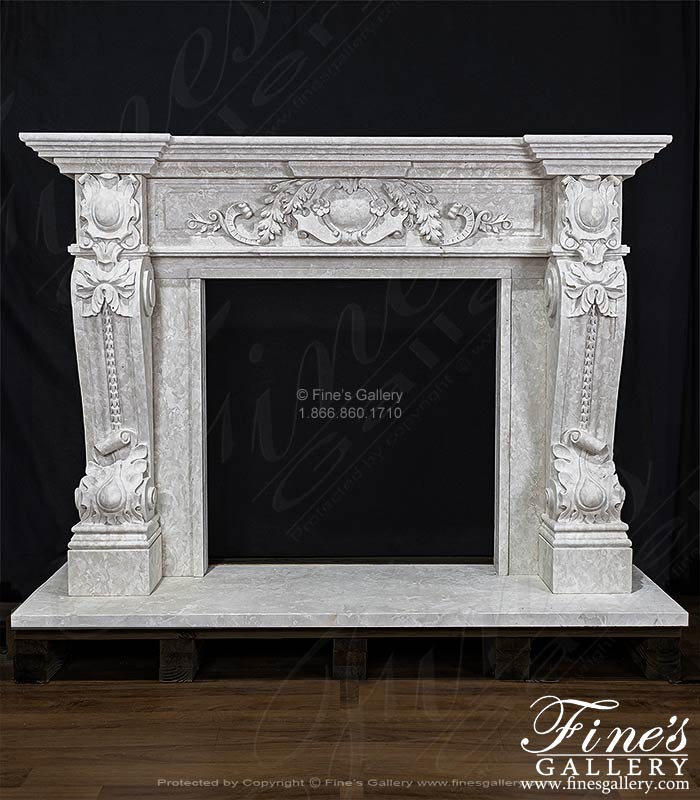 Luxurious Italian Style Mantel in Botticino Fiorito Marble