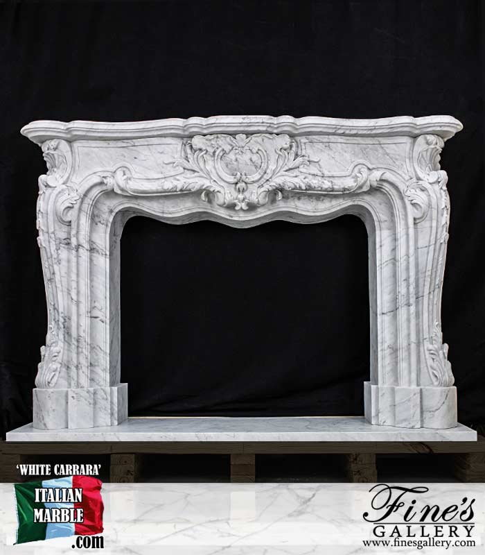 Regal French Style Mantel in White Carrara Marble