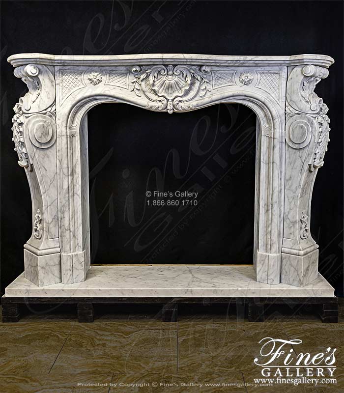 Ornate French Mantel in Italian Carrara Marble