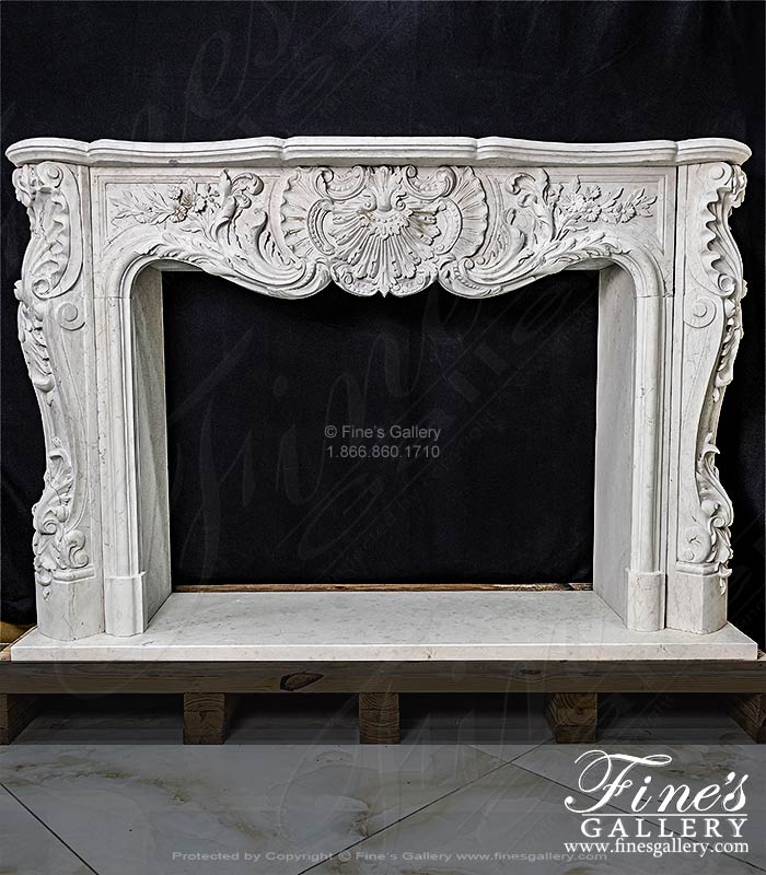 Exotic Italian Bianco Perlino Marble French Versailles Fireplace Mantel