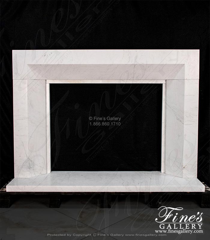 Modern Fireplace in Solid Statuary Marble