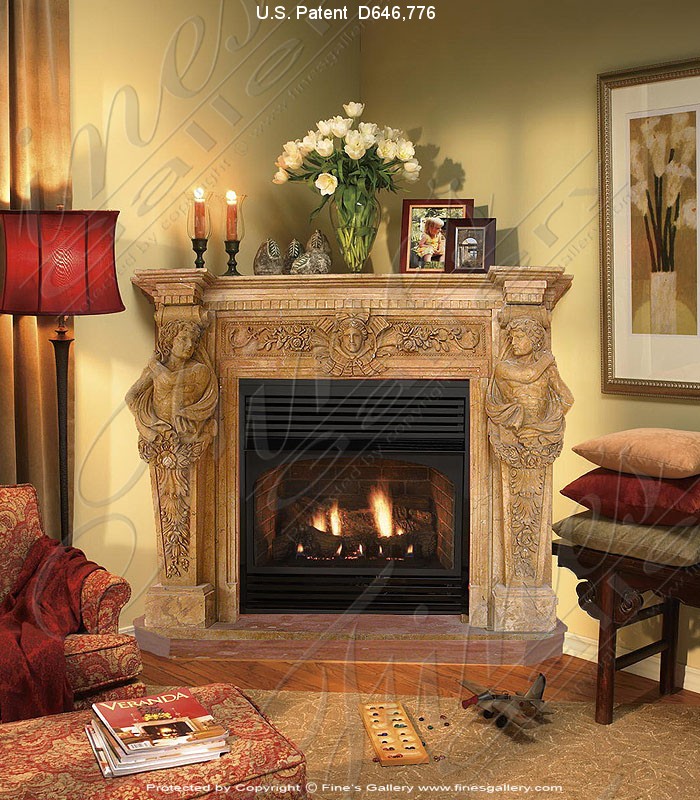 Corner Style Marble Fireplace