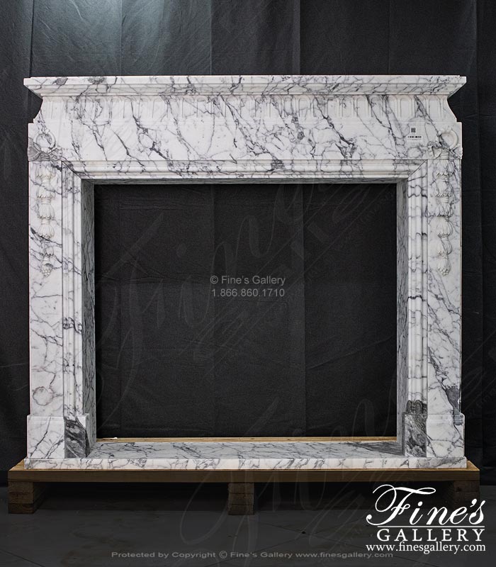 Rare Italian Calacatta Marble Fireplace Mantel 