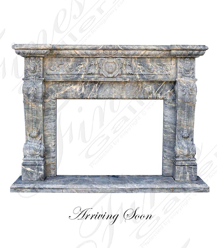 Rare Breccia Antique Marble Fireplace Mantel