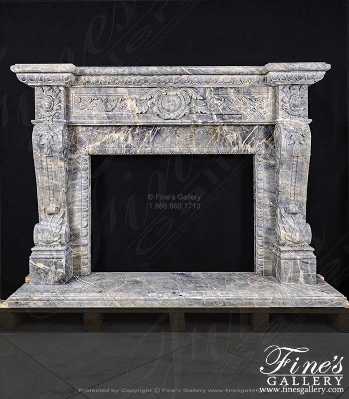 Rare Breccia Antique Marble Fireplace Mantel