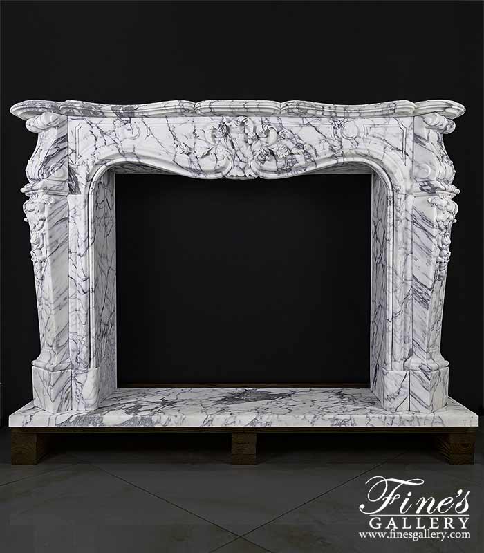 Rare Louis XV French Itailan Calacatta Marble Fireplace Mantel