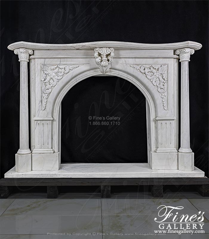 Stunning Arched Marble Fireplace with Columns