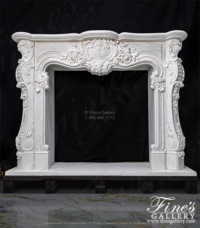 Regal Rococo Marble Fireplace Mantel