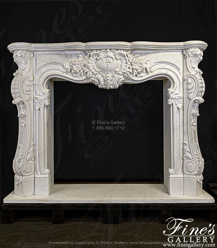 Regal Rococo Marble Fireplace Mantel