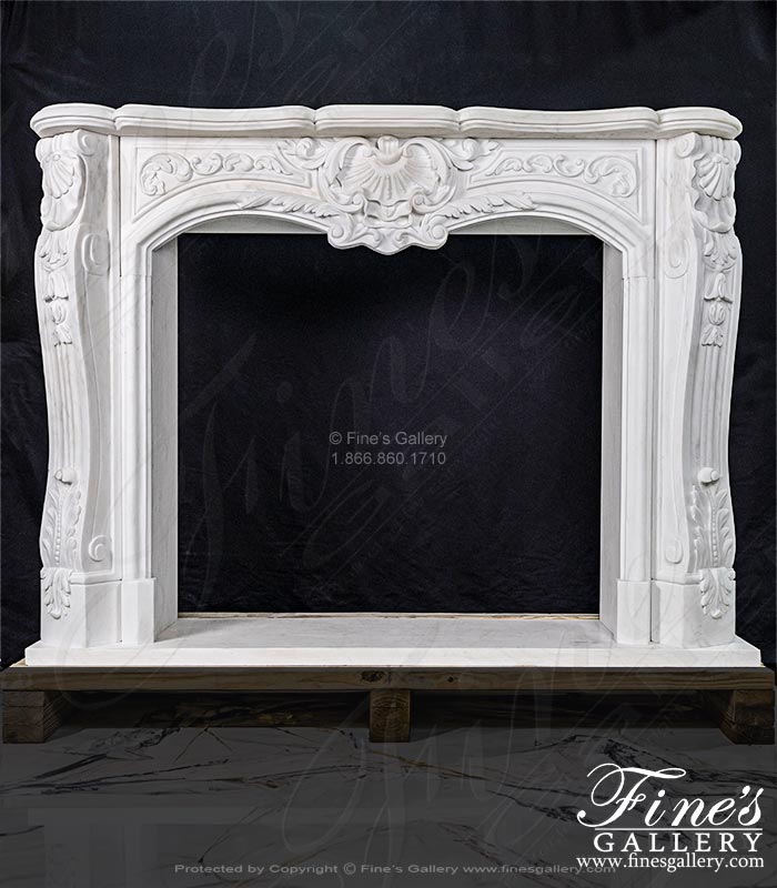 Rare French Style Fireplace Mantel in Statuary White Marble