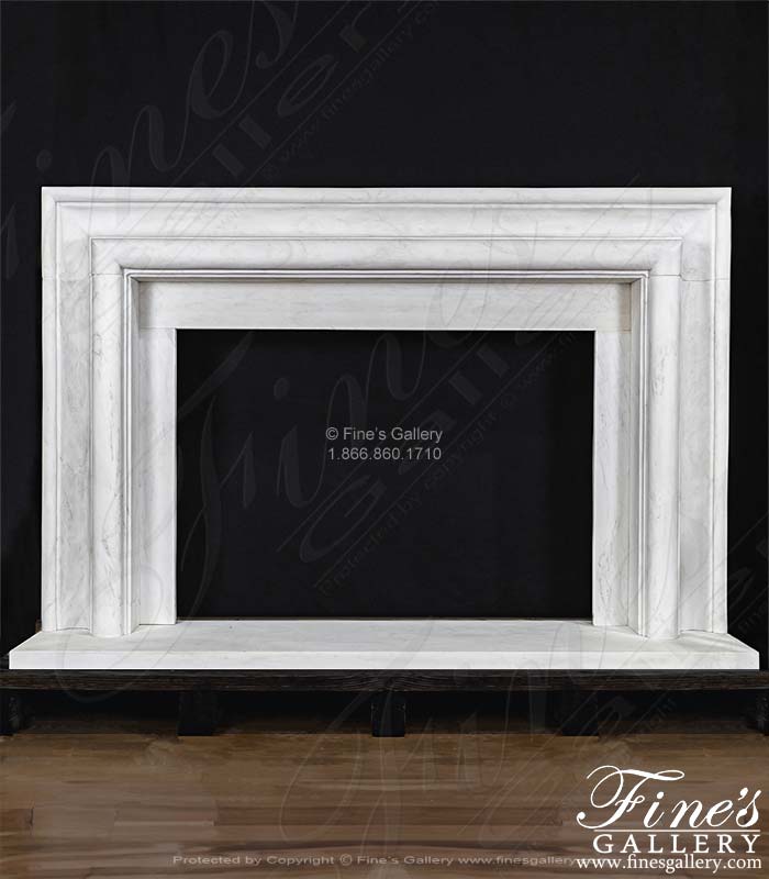 Oversized Bolection Style Fireplace Mantel in Statuary White Marble