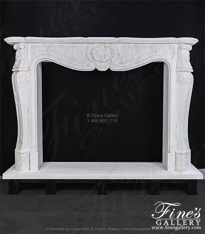 Shell Motif French Mantel in Statuary White Marble