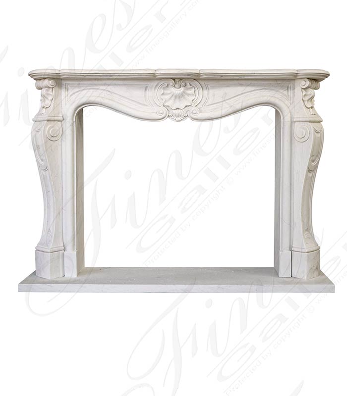 Shell Motif French Mantel in Statuary White Marble