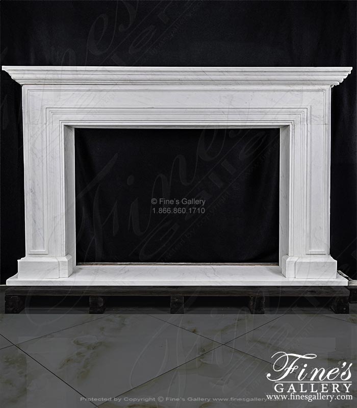 Oversized Contemporary Fireplace Mantel in Light Statuary White Marble