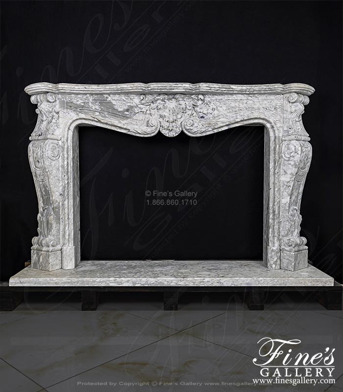 Louis XVII French Style Marble Fireplace Mantel in Arabascato Marble