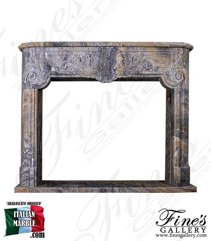 Rare Louis XI Mantel in Italian Arabascato Orobico Marble