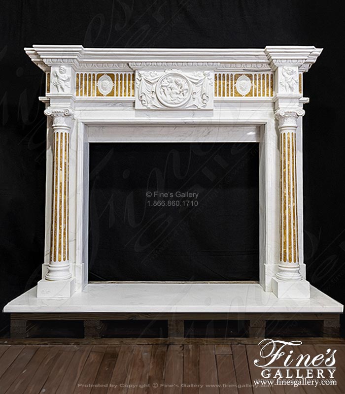 Neoclassical Marble Mantel in Italian Nuvolato Etrusco Marble