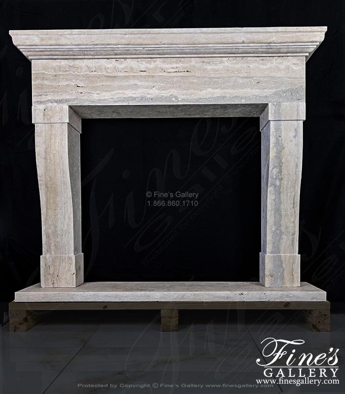 Classic Contemporary Style Mantel in Italian Roman Travertine