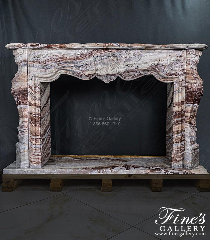 Luxurious French Style Mantel in Arabascato Orobico Rosso Italian Marble