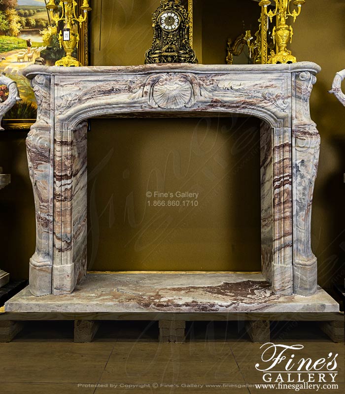 Rare French Louis XV Mantel in Exotic Orobico Rosso Marble