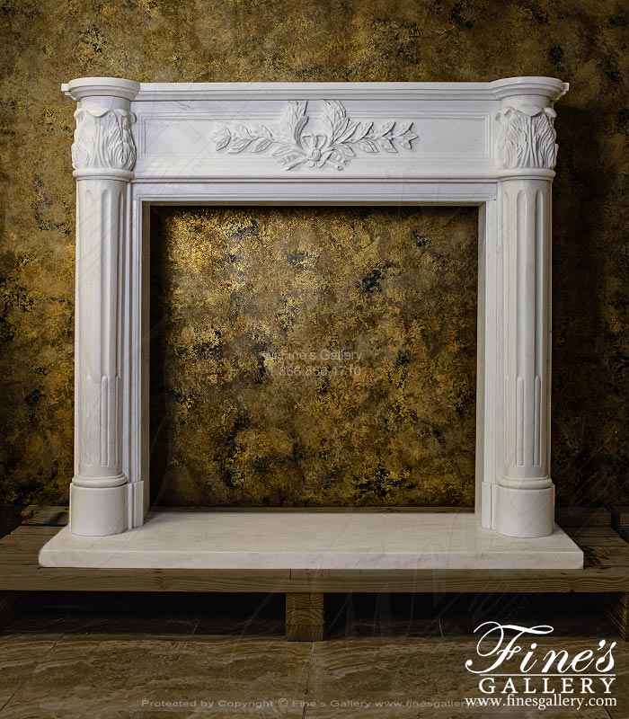 English Regency Columned Mantel in Statuary Marble