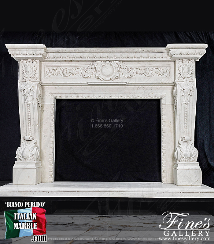 An Oversized Italian Style Surround In Bianco Perlino Marble