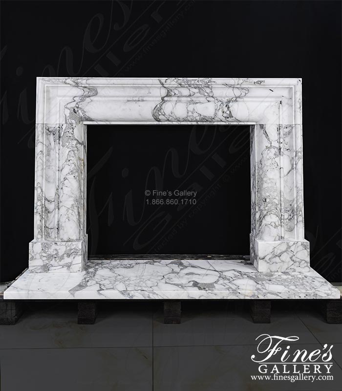 Bolection style mantel in Exotic Arabascato Marble