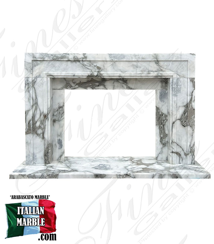 Classic Contemporary Style Mantel in Exotic Arabascato Marble