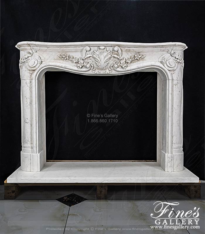 Louis VI French Style Mantel in Bianco Perlino Marble